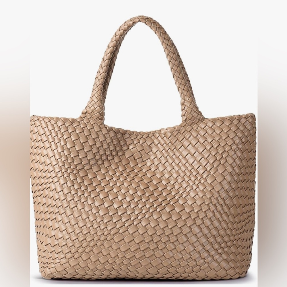 Woven Shoulder Bag for Women, Fashion Top Handle Soft Vegan Leather Shopper